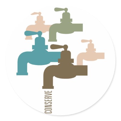 Conserve Water Faucet Round Stickers by TreeHuggerGifts