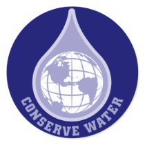 Conserve Water Round Sticker
