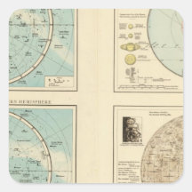 Constellations, Solar System, Moon Square Stickers