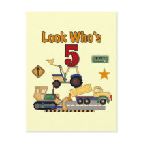 Construction 5th Birthday Tshirts and Gifts Postcards