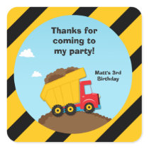 Construction Birthday Party Thank You Stickers