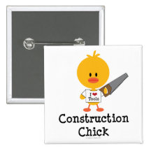 Construction Chick Button Pin Flair