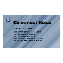 Construction Contractor Business Card Metal Blue