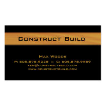 Construction Contractor Business Card Wood Grain 2