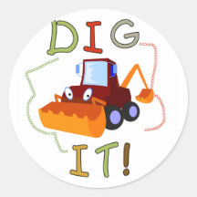 Construction Dig It T-shirts and Gifts Round Stickers
