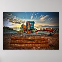construction dumper truck bulldozer dozer poster