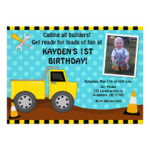 Construction Kids Photo Birthday Invitation invitations