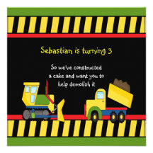 Construction Party Custom Invitations