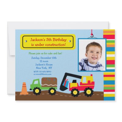 Construction Photo Birthday Party Invitation by LittleSeiraStudio