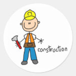 Construction Stick Figure Round Sticker