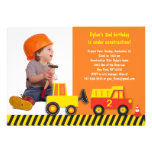 Construction Truck Boys Photo Birthday Invitation