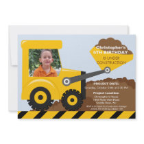 Construction trucks Photo Birthday Party for boys Custom Invitation