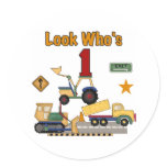 Construction Vehicles 1st Birthday stickers