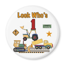 Construction Vehicles 1st Birthday Tshirts Fridge Magnets