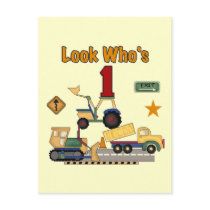 Construction Vehicles 1st Birthday Tshirts Post Cards