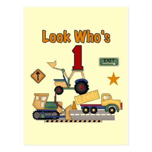 Construction Vehicles 1st Birthday Tshirts Post Cards