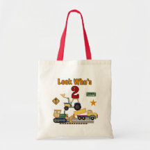 Construction Vehicles 2nd Birthday Canvas Bags