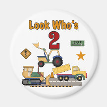 Construction Vehicles 2nd Birthday Fridge Magnet