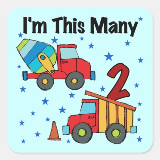 Construction Vehicles 2nd Birthday Gifts Square Stickers