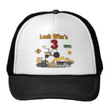 Construction Vehicles 3rd Birthday Tshirts Mesh Hat