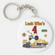 Construction Vehicles 4th Birthday Tshirts Keychain