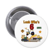Construction Vehicles 6th Birthday Buttons