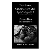 Construction Workboots and Leather pouch Business Card Template