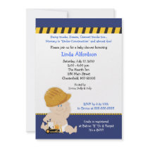 CONSTRUCTION WORKER Baby Shower Invitation 5x7