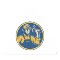 Construction Worker Carpenter Tradesman With Hamme Triangle Stickers