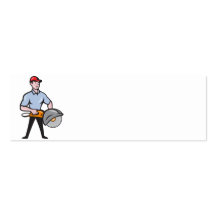 Construction Worker Concrete Saw Consaw Cartoon Business Card Template
