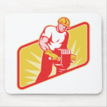 Construction Worker Drilling with Jack Hammer Mouse Pad