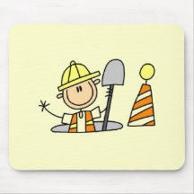 Construction Worker in Manhole Mousepad