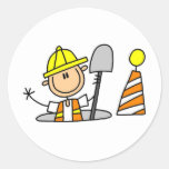 Construction Worker in Manhole Stickers