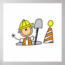 Construction Worker in Manhole T-shirts and Gifts Poster
