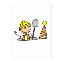 Construction Worker in Manhole Tshirts and Gifts Postcards