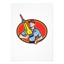Construction Worker Jackhammer Pneumatic Drill Announcement