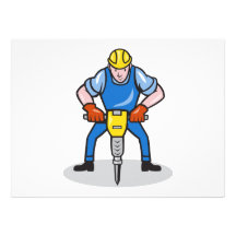 Construction Worker Jackhammer Pneumatic Drill Personalised Invites