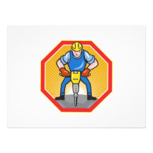 Construction Worker Jackhammer Pneumatic Drill Personalized Announcements