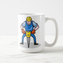 Construction Worker Jackhammer Pneumatic Drill Coffee Mugs