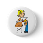 Construction Worker Sawing Board Button