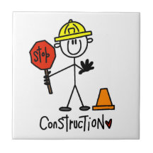 Construction Worker Stick Figure Tile