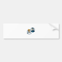 Construction Worker Telemarketer Retro Bumper Stickers