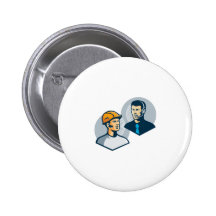 Construction Worker Telemarketer Retro Pinback Buttons