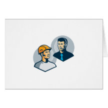 Construction Worker Telemarketer Retro Greeting Card