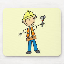 Construction Worker with Hammer Mousepad