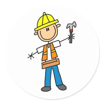 Construction Worker with Hammer Sticker by stick_figures