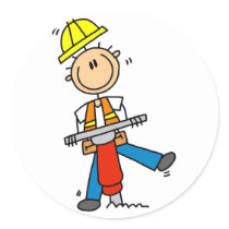 Construction Worker with Jack Hammer Stickers