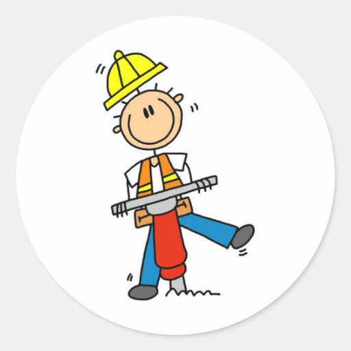 Construction Worker with Jack Hammer Stickers