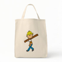Construction Worker with Lumber Canvas Bags