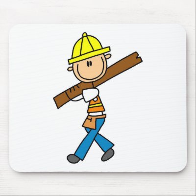 Construction Worker with Lumber Mousepad by stick_figures